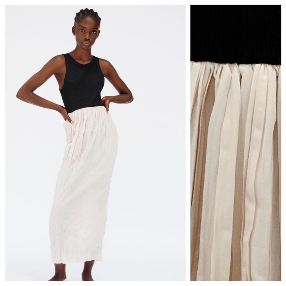 NWT Zara Black/Cream Combination Maxi Dress